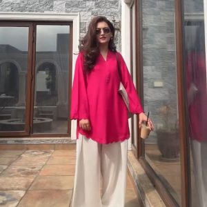 Pink embroidery Farsi cord set