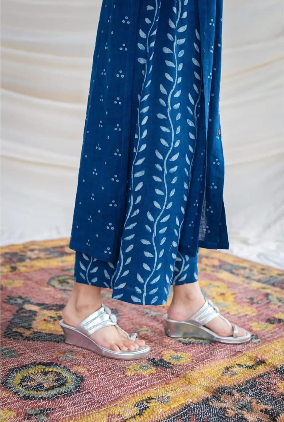 New Printed Kurta Pant Set Blue - Image 5