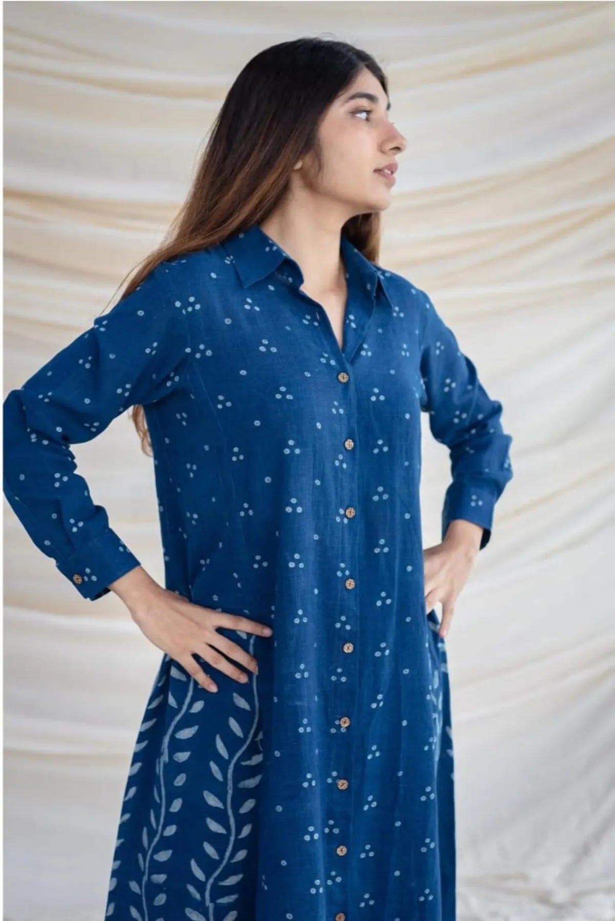 New Printed Kurta Pant Set Blue - Image 3
