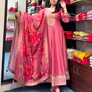 Rose Blush Elegance Silk Anarkali